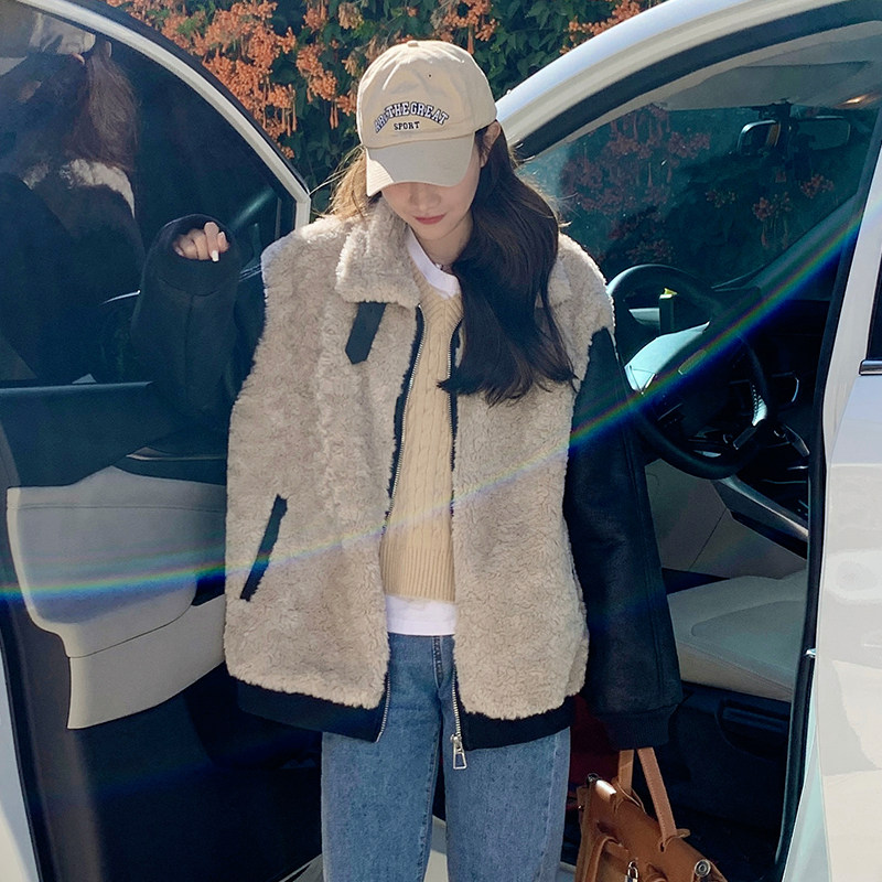 【新款主推】面料已下羊羔毛机车外套2405P185K278,女装短外套,Mushroom