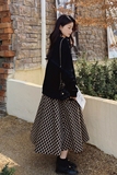 格子拼接假两件卫衣裙女春秋宽松显瘦遮肚减龄2025新款休闲连衣裙，女装卫衣/绒衫，Mushroom