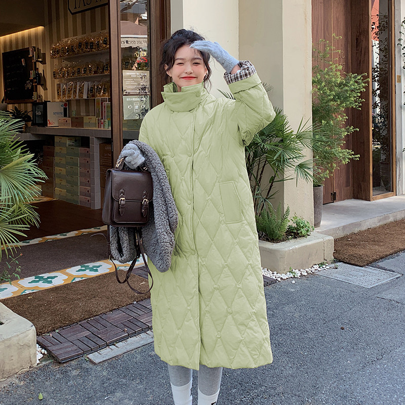 大货已出【双十一主推】菱格长款拼接羽绒服2260-p255k368,女装羽绒服,Mushroom