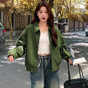 独特超好看棕色短款麂皮绒外套女春秋2025新款美式高级感炸街夹克图片