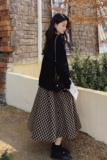 格子拼接假两件卫衣裙女春秋宽松显瘦遮肚减龄2025新款休闲连衣裙，女装卫衣/绒衫，Mushroom