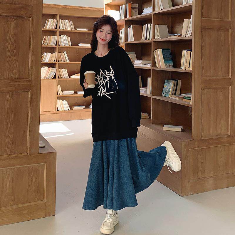 数据好新款大货已出秋款牛仔拼接假两件卫衣裙28001-P135K188,女装卫衣/绒衫,2B220