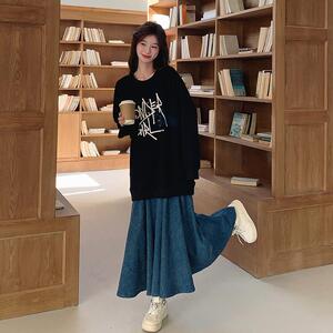【数据好新款大货已出秋款牛仔拼接假两件卫衣裙28001-P135 K188图片