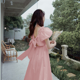【旅游度假风出货中】露背设计款蝴蝶结连衣裙2297-P125-K178，女装连衣裙，Mushroom