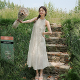 文艺气质高级感连衣裙2023新款女夏宽松长裙海边度假挂脖仙女裙仙，女装连衣裙，Mushroom