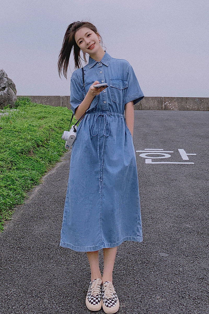 【2022新款】休闲通勤高腰牛仔裙280-2234-p110k168,女装连衣裙,Mushroom