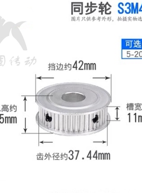 同步轮 S3M40齿 S3M40T 槽宽11 AF型 两面平 同步带轮 内孔5-20mm