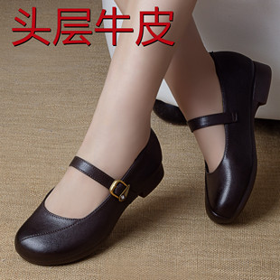 配裙子小皮鞋2026春新款妈妈鞋不累脚单鞋棕色玛丽珍女鞋软底鞋子