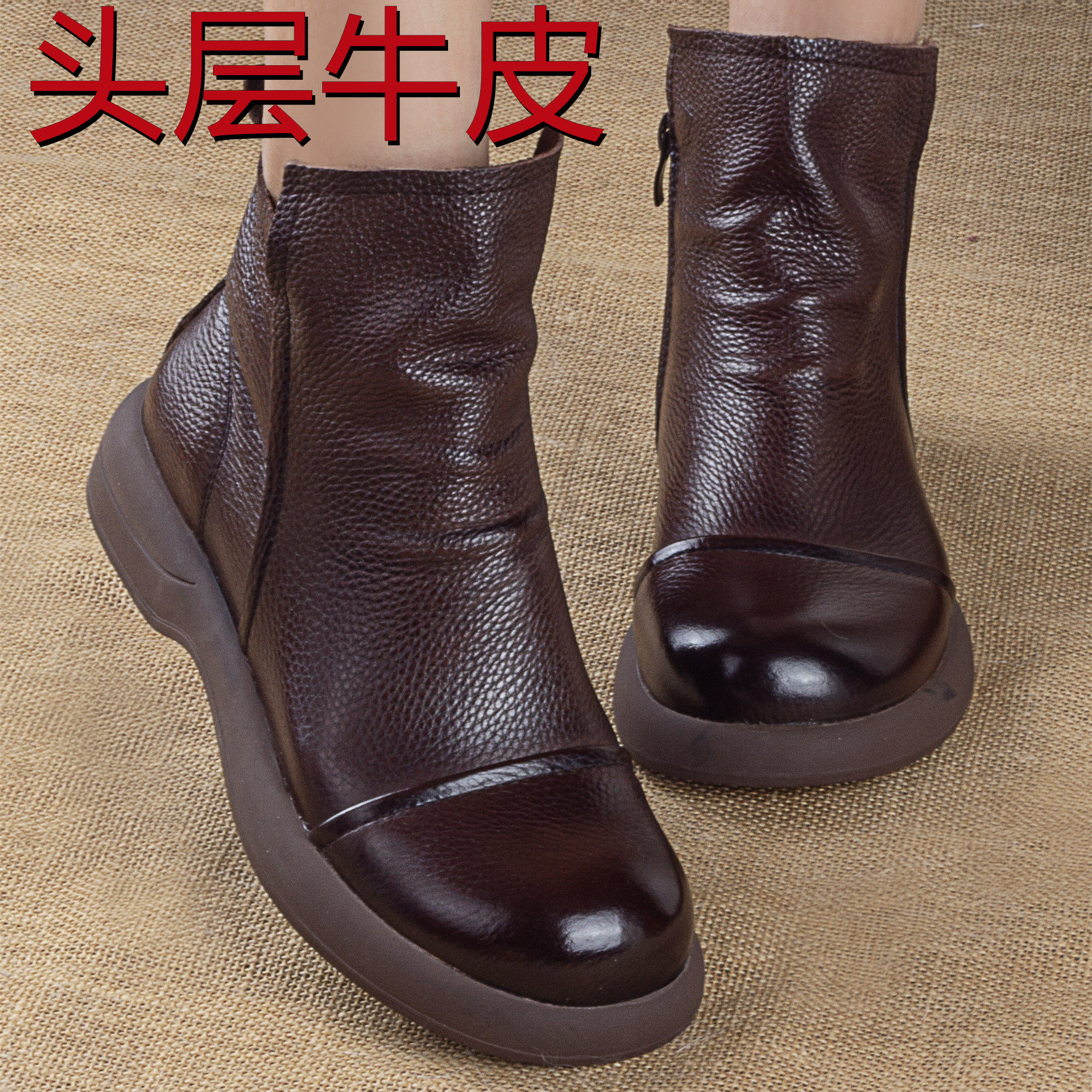 头层牛皮秋冬真皮马丁靴女单皮靴