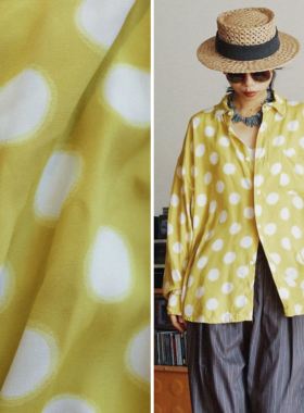【时舟】黄色波点棉麻面料 中性大廓形 口袋款经典复古长袖衬衣