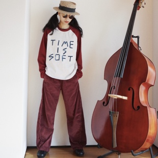 【时舟】红色燕麦灰插肩短袖 时光柔软Time is soft 中性简约T恤