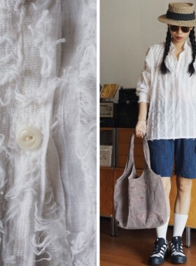 【时舟】白色亚麻法式工作罩衣 French Cotton Work Smcok衬衣