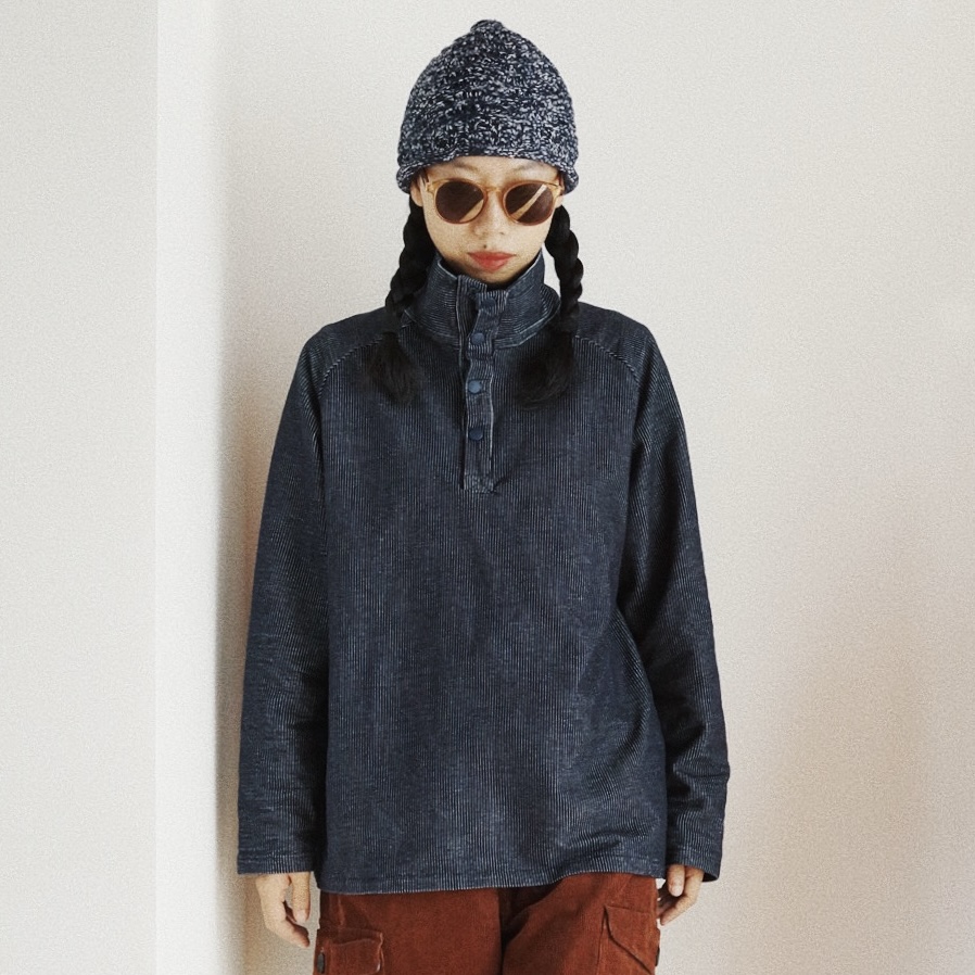 时舟针织弹力中性半开领套头衫