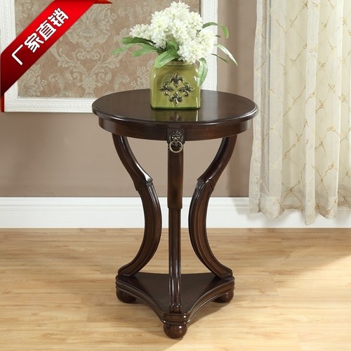 美式小圆桌子欧式圆形实木沙发