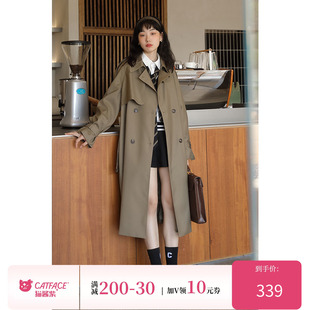 英伦风高级感外套 风衣女春季 猫酱紫经典 中长款