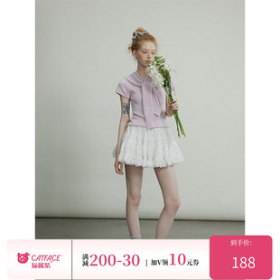 裤 猫酱紫 蝴蝶结半身裙白色阔腿工装 针织衫 披肩短袖