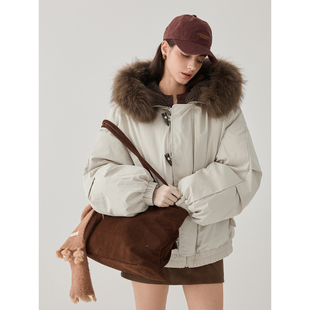 猫酱紫泡芙毛领羽绒服/费尔岛拉毛毛衣