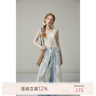 猫酱紫 蕾丝叠穿罩裙女波西米亚设计感连衣裙两件套