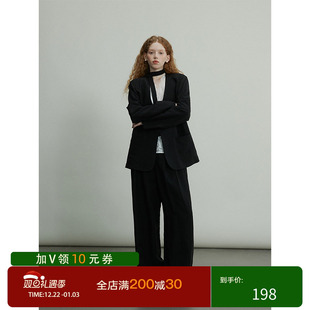 简约高级感阔腿裤 女秋季 两件套 套装 猫酱紫慵懒感气质亚麻西装