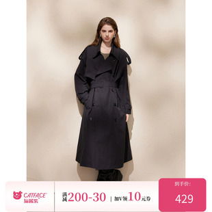 猫酱紫 简约通勤外套 两色廓形高级感气质风衣双排扣中长款