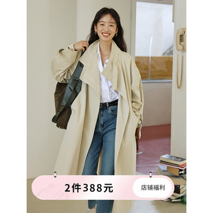 高级气质中长款 猫酱紫卡其色立领风衣女2024法式 廓形外套 现货