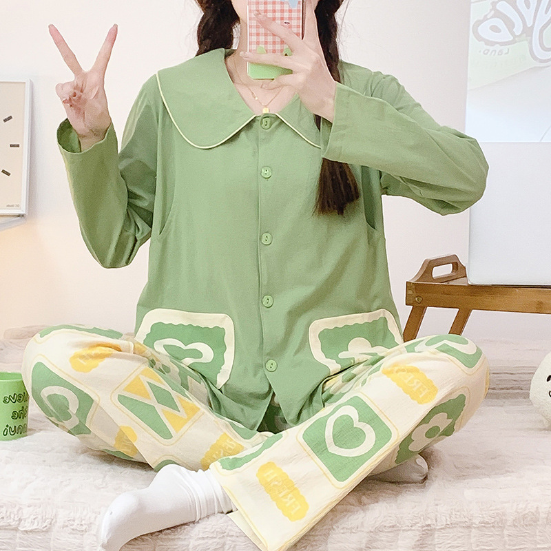 月子服夏季薄款纱布纯棉喂奶衣孕妇睡衣长袖5月春秋6加肥7哺乳衣8