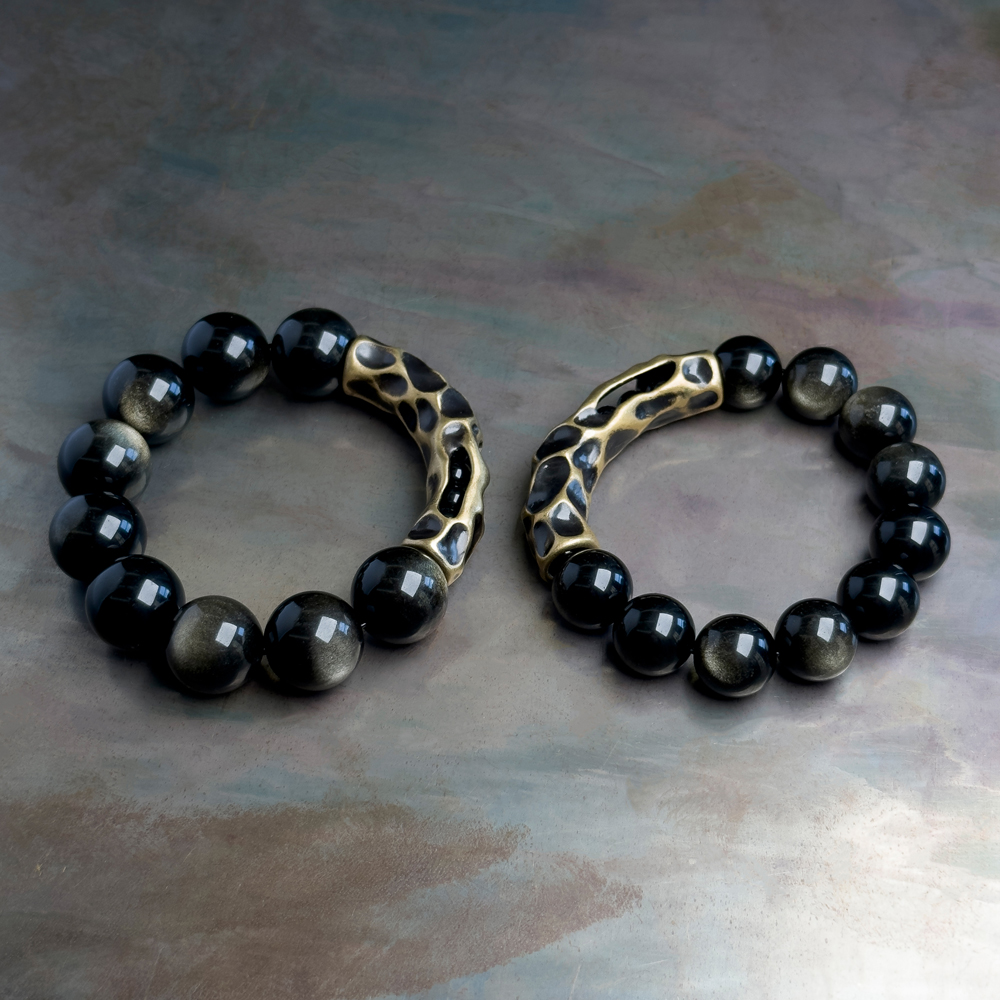 卓岸林男士黑曜石复古原创手链