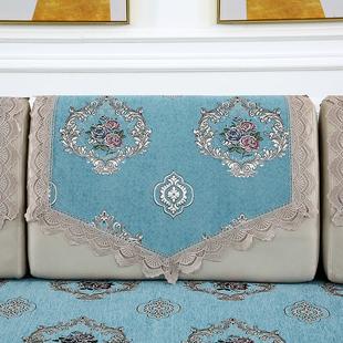 防滑沙发靠背巾后背盖巾三角靠巾素色棉麻蕾丝四季通用百搭扶手巾