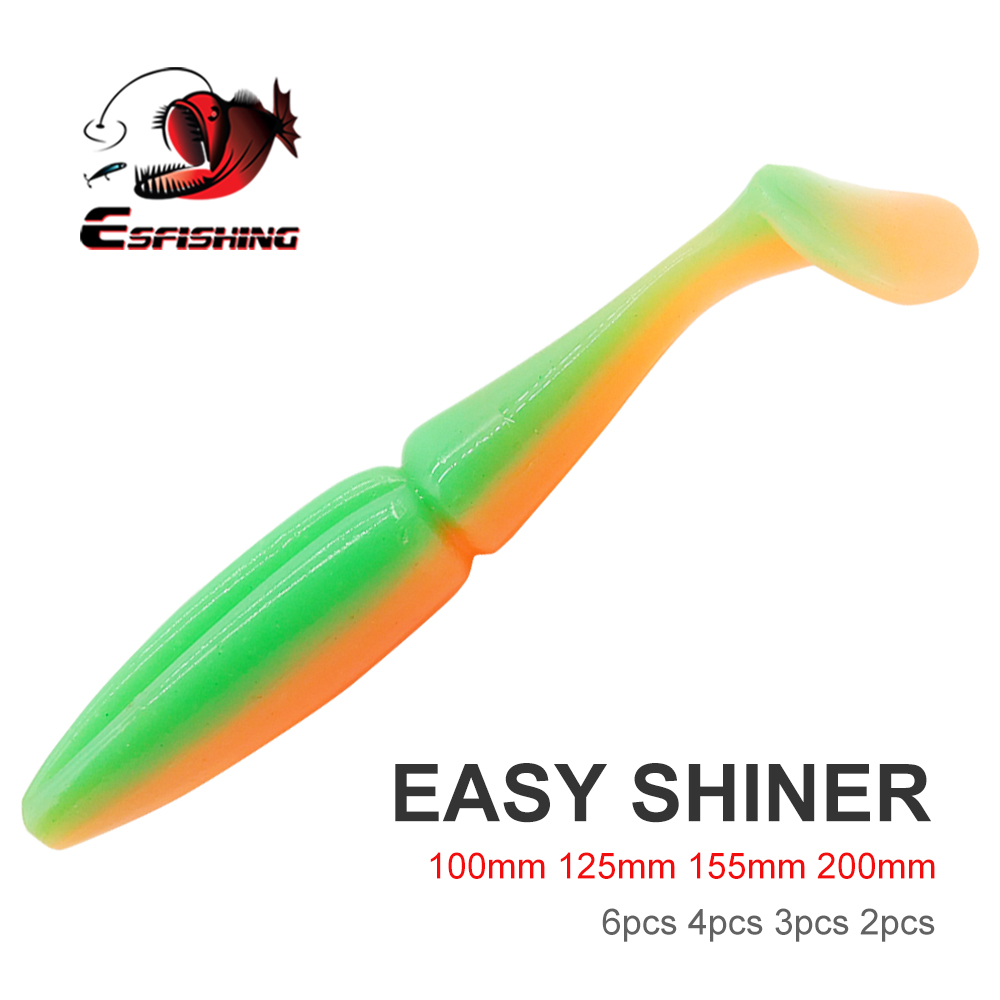 ESFISHING渔具路亚软饵Easy Shiner100mm9.5克6条装T尾石斑鲈鱼 户外/登山/野营/旅行用品 路亚饵 原图主图