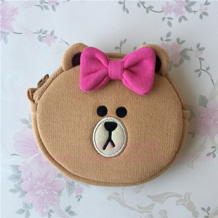 布朗熊蛙里奥零钱包LINEFRIENDS卡通可爱硬币钥匙卡收纳小化妆包