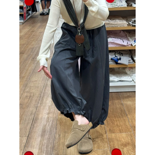 花苞灯笼裤女大码胖mm2025秋冬季束脚弯刀裤宽松垂坠感阔腿九分裤