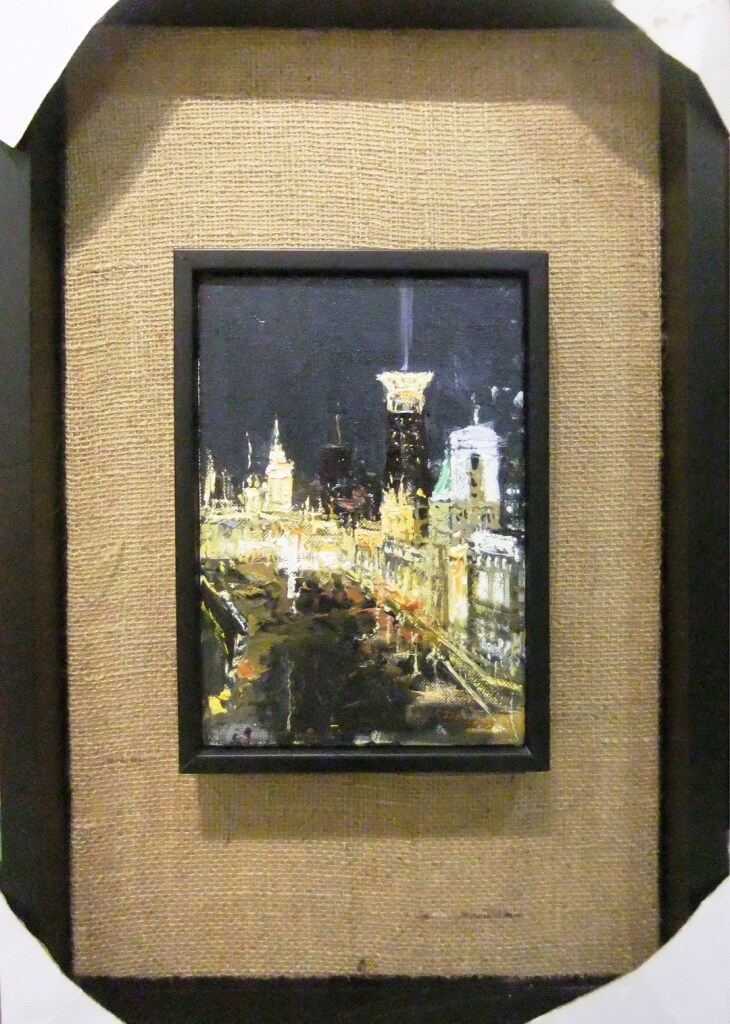 上海滩,北京职业画家赵军手绘原创都市街景风景油画,参展作品收藏
