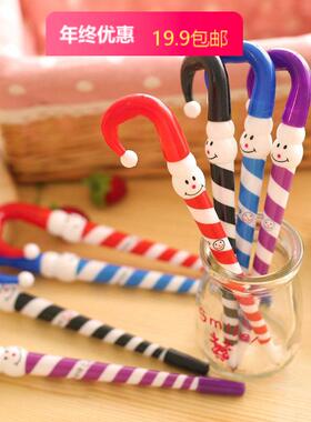 日韩创意圣诞雪人雨伞圆珠笔蓝色油笔学生儿童圣诞节奖品礼物
