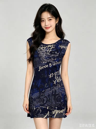 伊可爱E&you Simple纯欲辣妹短袖连衣裙女夏季修身显瘦包臀短裙子