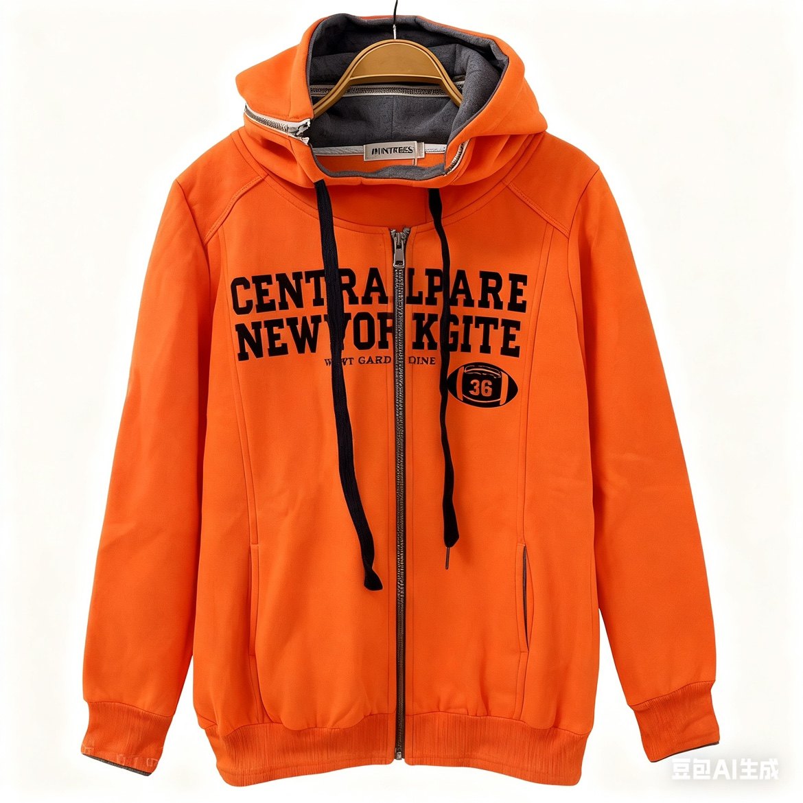 橘红色加绒加厚连帽卫衣女2025秋冬新款连帽可拆卸设计小众外套潮