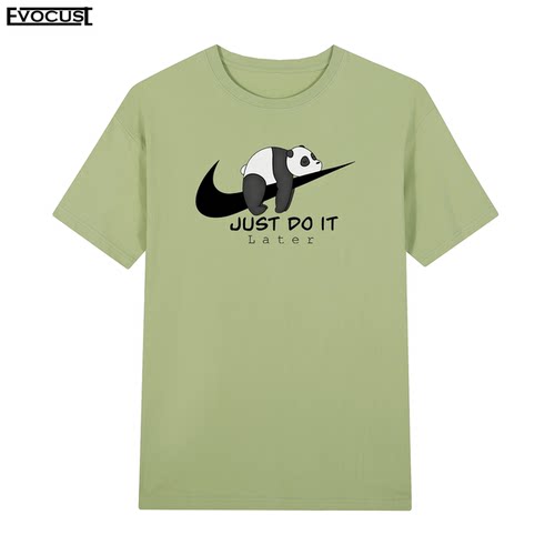 熊猫panda短袖T恤just do it later歇儿等会做搞笑印花INS男女Tee