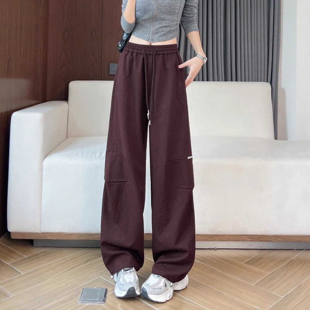2025新款潮牌ins梅紫色美式工装裤女秋季宽松显瘦两穿休闲运动裤