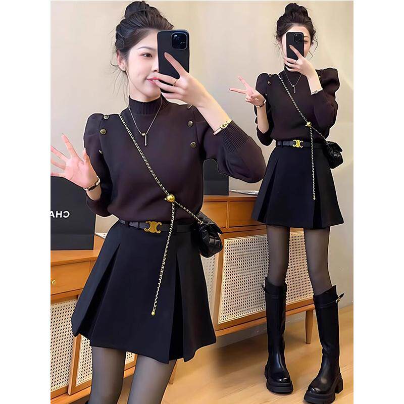 今年流行漂亮套装裙女秋冬新款小个子穿搭一整套针织毛衣配半身裙,女装/女士精品,连衣裙,淘宝优惠券,粉丝福利购,淘宝优惠卷