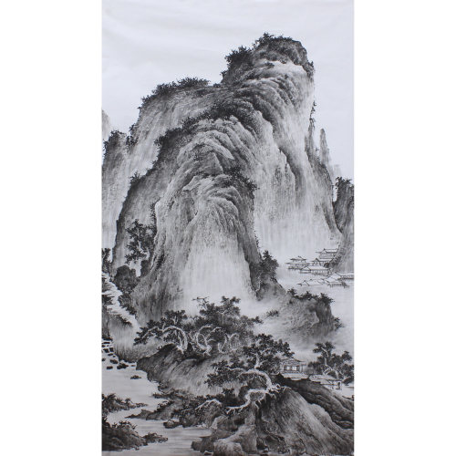 大六尺纯手绘国风山水画竖幅