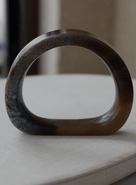 「月半弯」新疆和田玉糖玉特色火龙果半圆异形手镯镯子55～56圈口