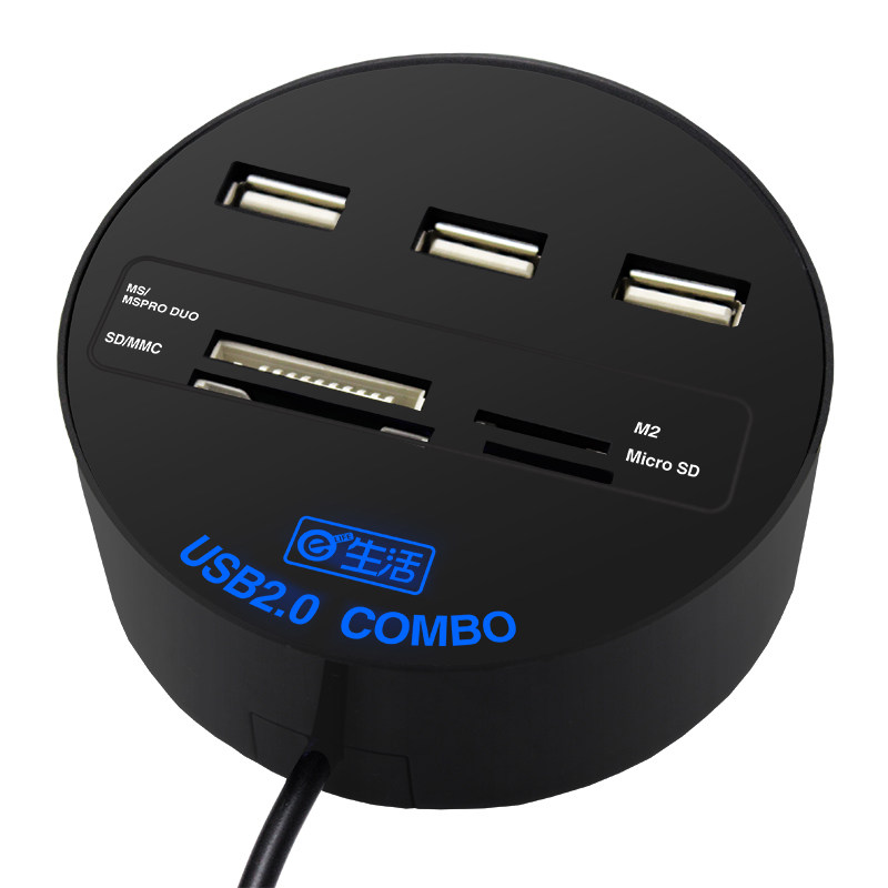 相伴一生 usb分线器读卡器多合一 usb接口扩展高速hub转换集线器