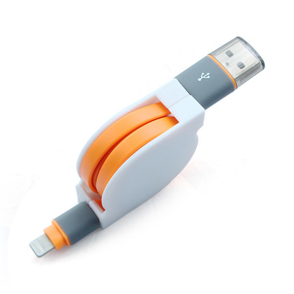 伸缩数据线 苹果ipad air智能手机通用面条iPhone5S/6plus充电线