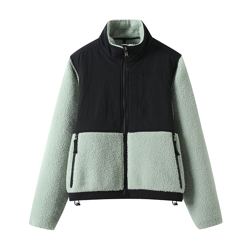 2025显瘦时尚撞色立领抓绒外套