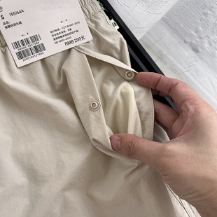 简约中性风加绒保暖松紧腰阔腿裤女宽松直筒休闲裤抽绳束脚伞兵裤