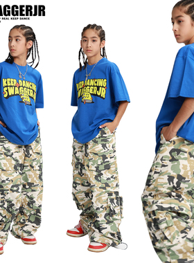Swagger.JR儿童街舞潮服酷帅hiphop套装爵士舞演出服嘻哈短袖裤子