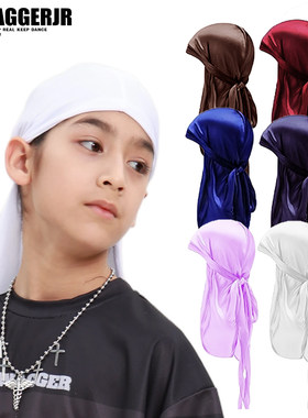 街舞儿童演出服饰品嘻哈hiphop头巾炸街西海岸包头巾男童长尾头巾