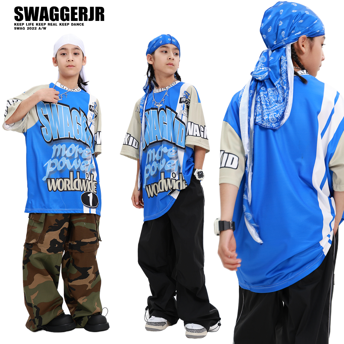 儿童街舞套装hiphop潮服潮牌T恤酷演出服男童嘻哈爵士舞走秀新款