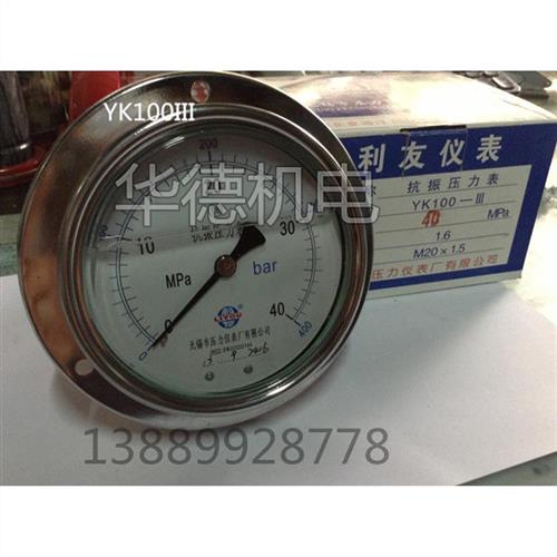 无锡 抗震压力表 无锡利友仪表 YK100III 25 40 60 mpa 高品质