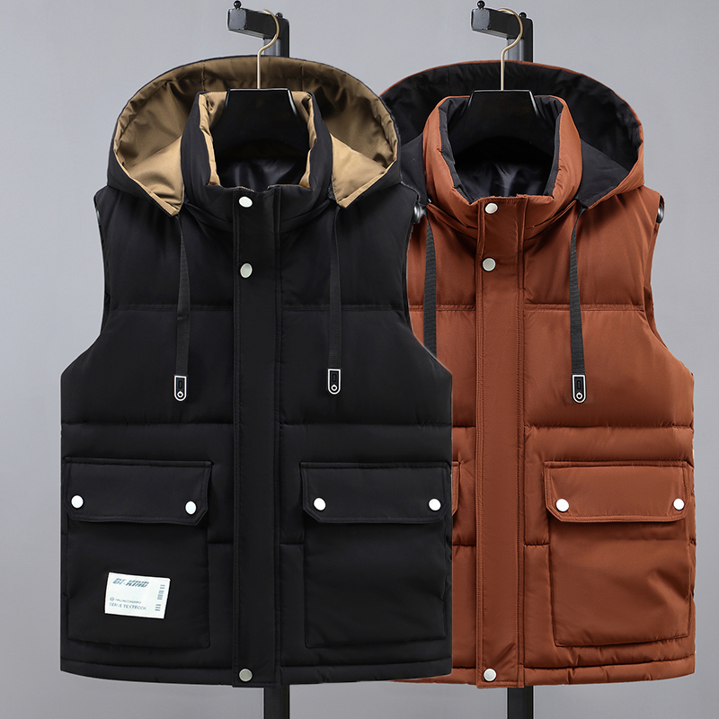 秋冬男士马甲保暖羽绒棉活帽马甲