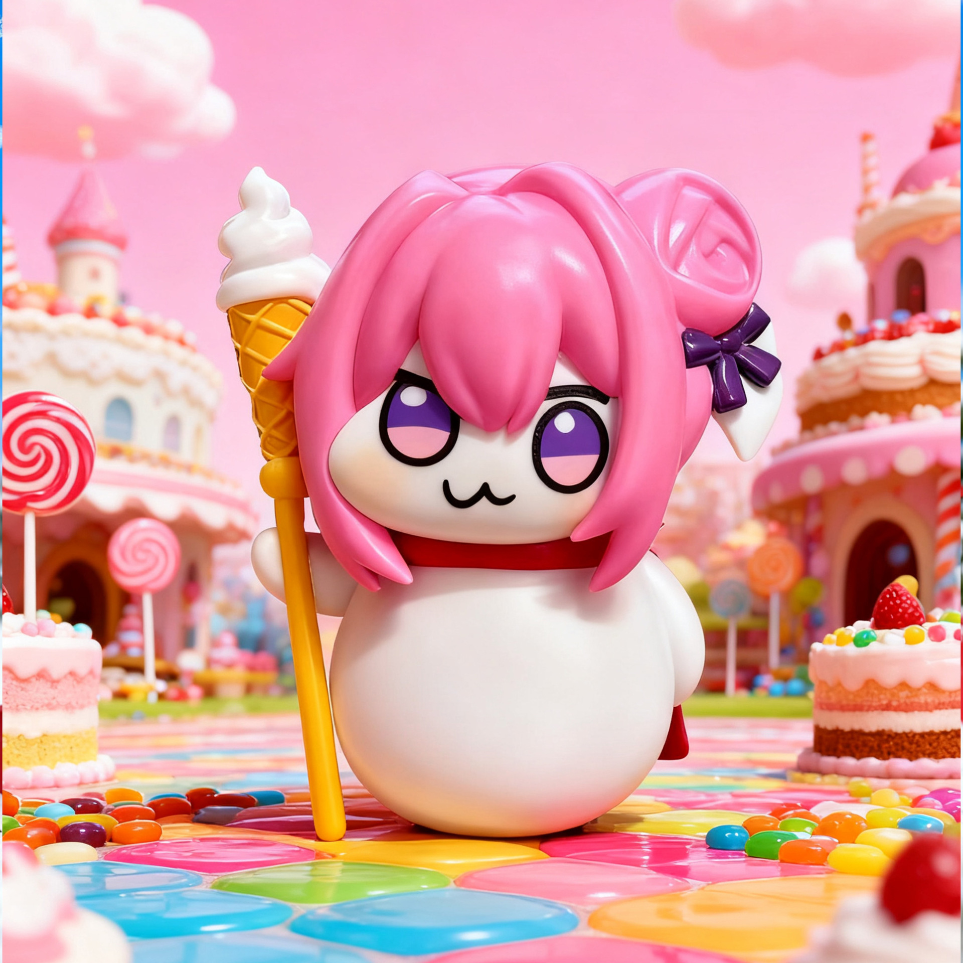 doro桃乐丝Q版手办雪人粉狗游戏手办动漫摆件公仔